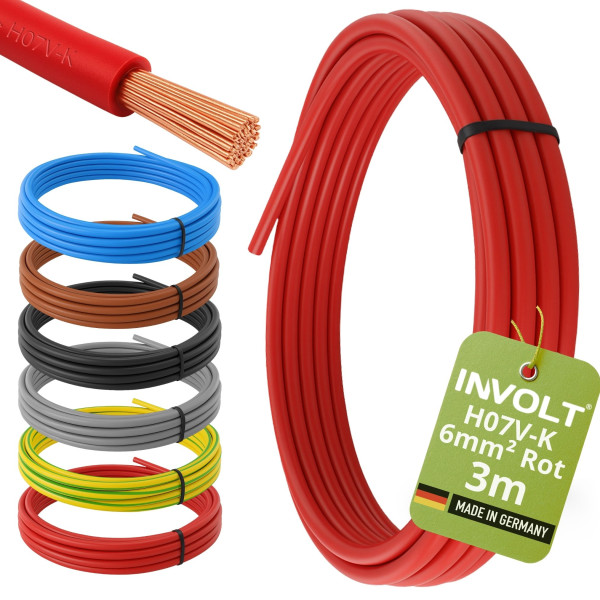 H07V-K 3 -100m 4/6/10/16mm² 6 Farben Aderleitung flexibel Verdrahtungsleitung PVC Meterware