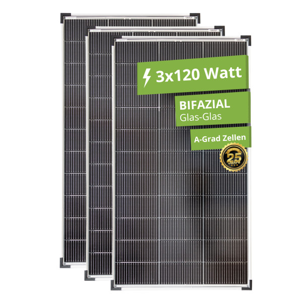 Solarmodul 120 Watt Mono 18 V 18 Busbars Solarpanel Solarzelle (3 Stück)