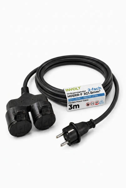 2-fach Verlängerungskabel IP44 – H05RR-F 3G1,5 mm²