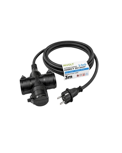 3-fach Verlängerungskabel IP44 – H05RR-F 3G1,5 mm²